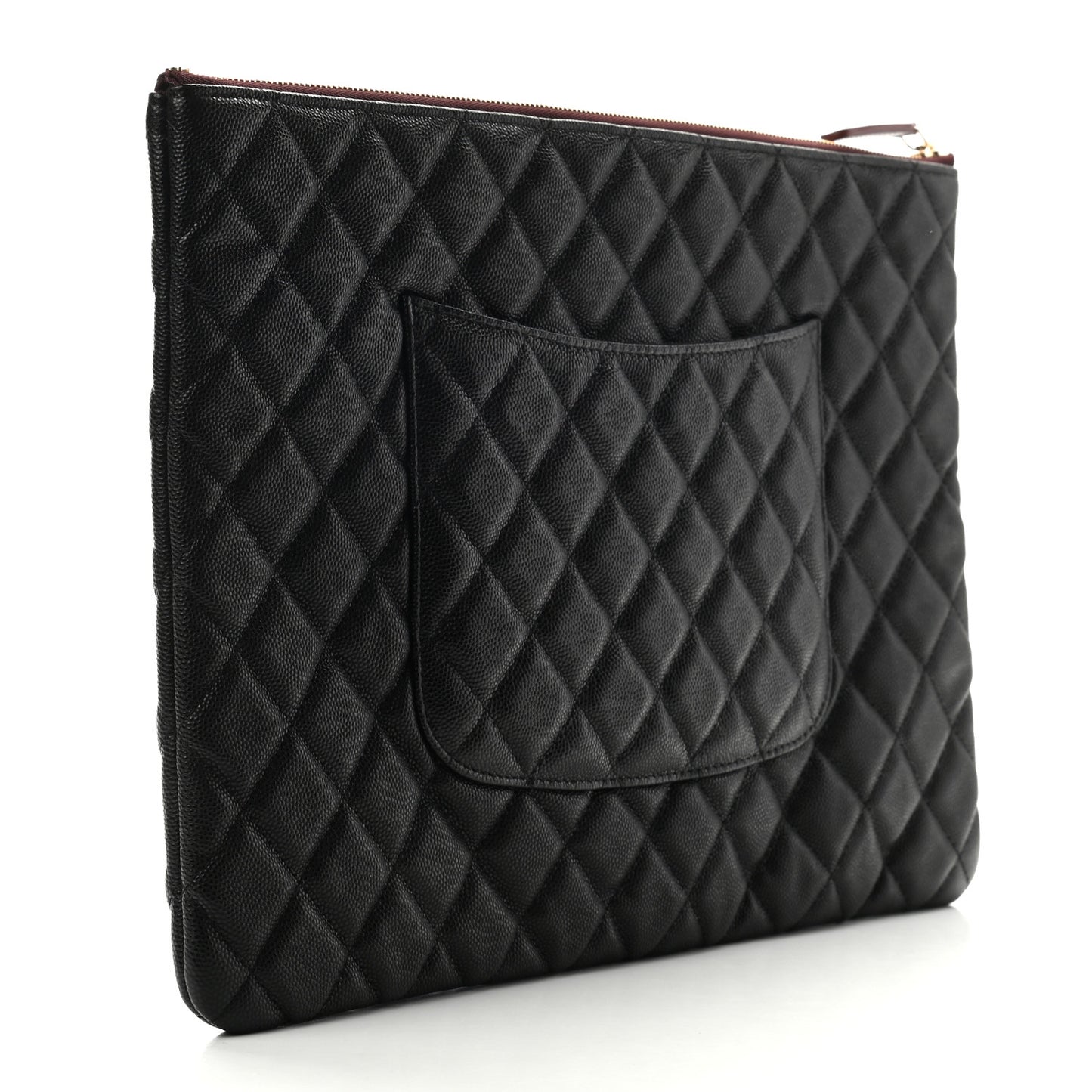 Caviar Quilted Large Cosmetic Case Black