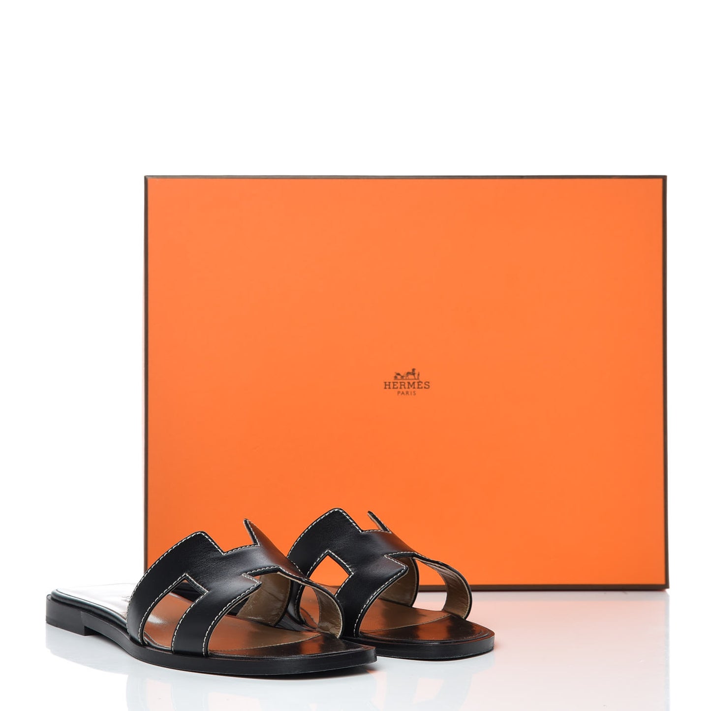 Box Calfskin Oran Sandals 35 Black
