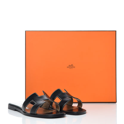 Hermes Box Calfskin Oran Sandals 35 Black 12 of 12