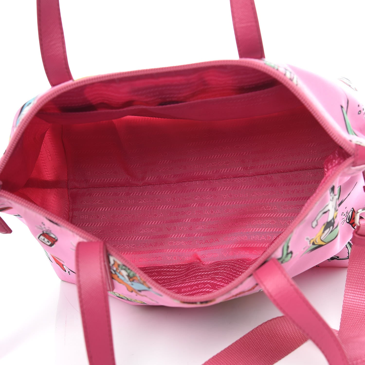 Prada Tessuto Stampato Nylon Saffiano Surf Print Tote Rosa 6 of 15