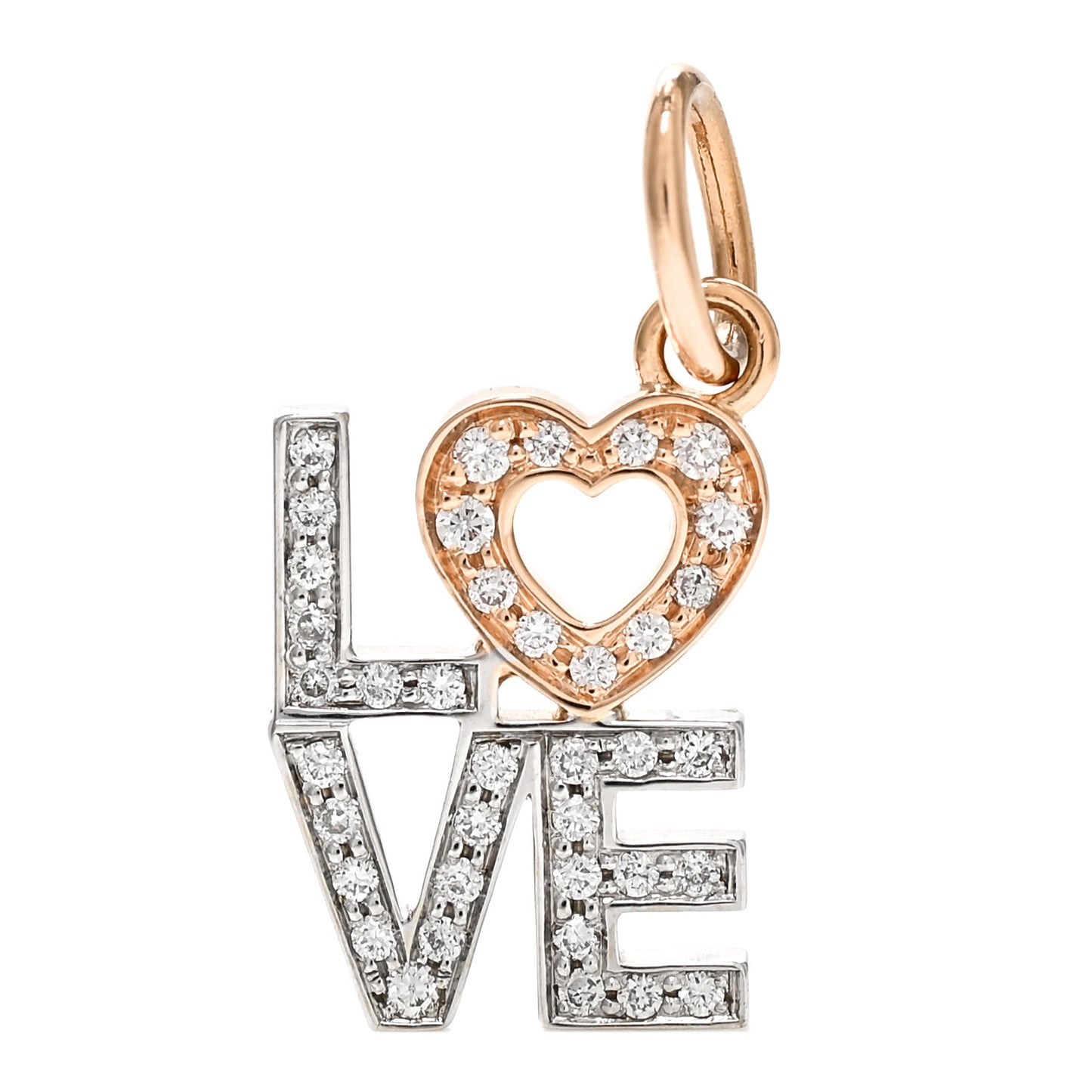 18K Rose White Gold Diamond Love Charm