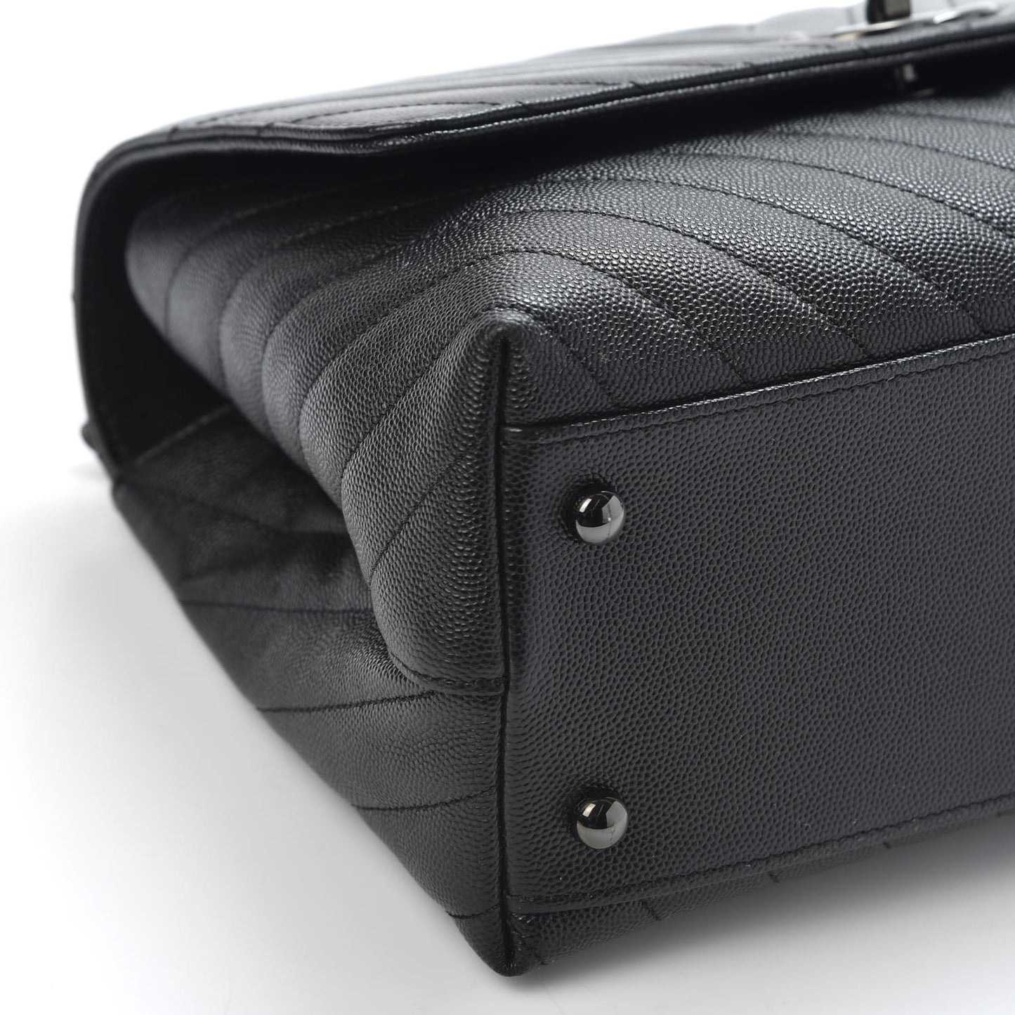 Caviar Chevron Quilted Small Coco Handle Flap So Black