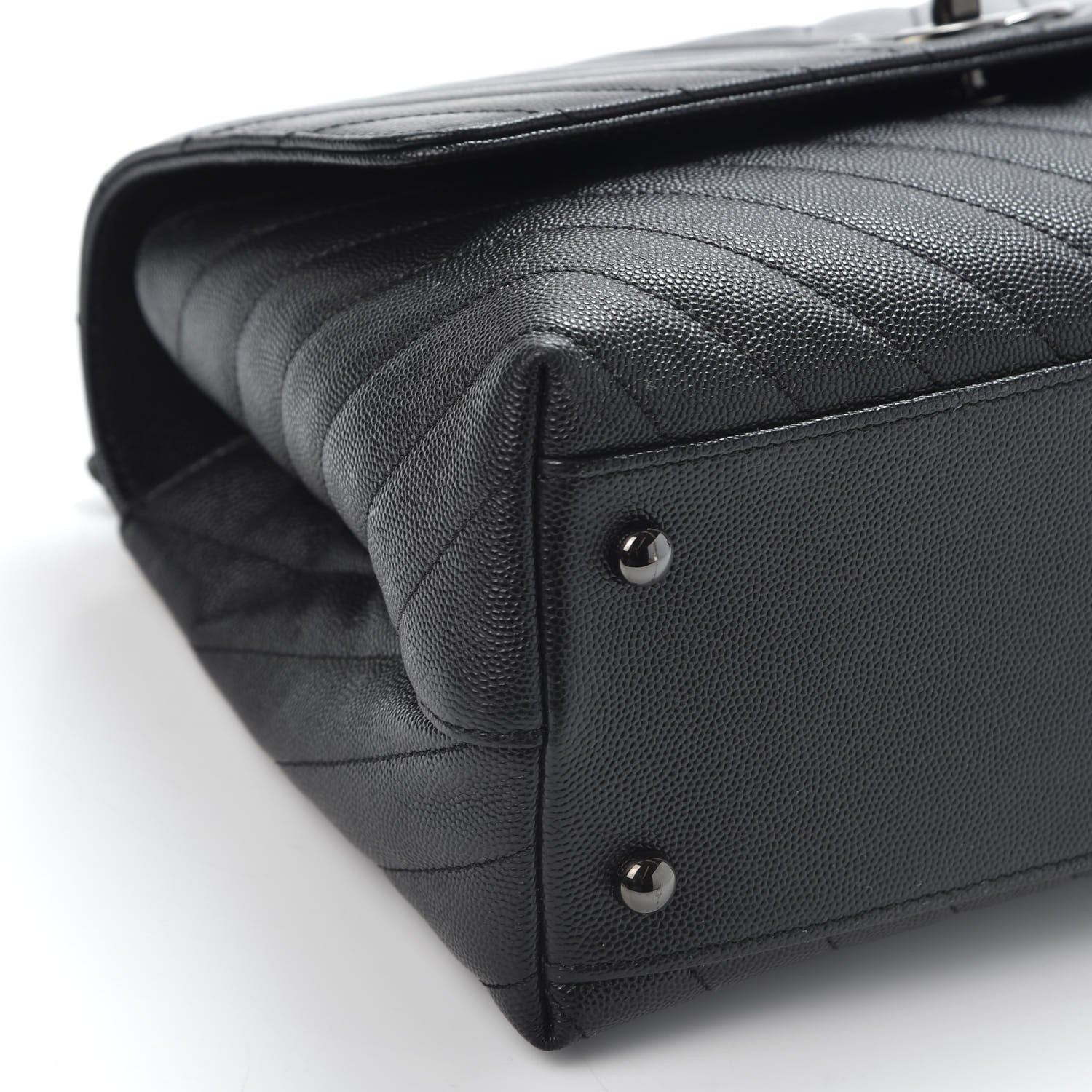 Chanel Caviar Chevron Quilted Small Coco Handle Flap So Black 5 of 9