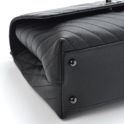 Chanel Caviar Chevron Quilted Small Coco Handle Flap So Black 5 of 9