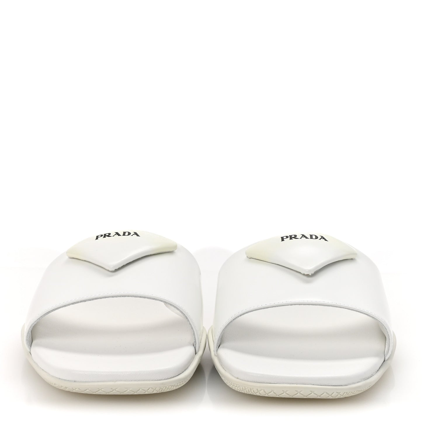 Spazzolato Triangle Logo Slide Flat Sandals 39 White