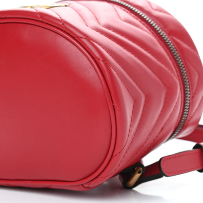 Gucci Calfskin Matelasse Mini GG Marmont Round Backpack Hibiscus Red 8 of 8
