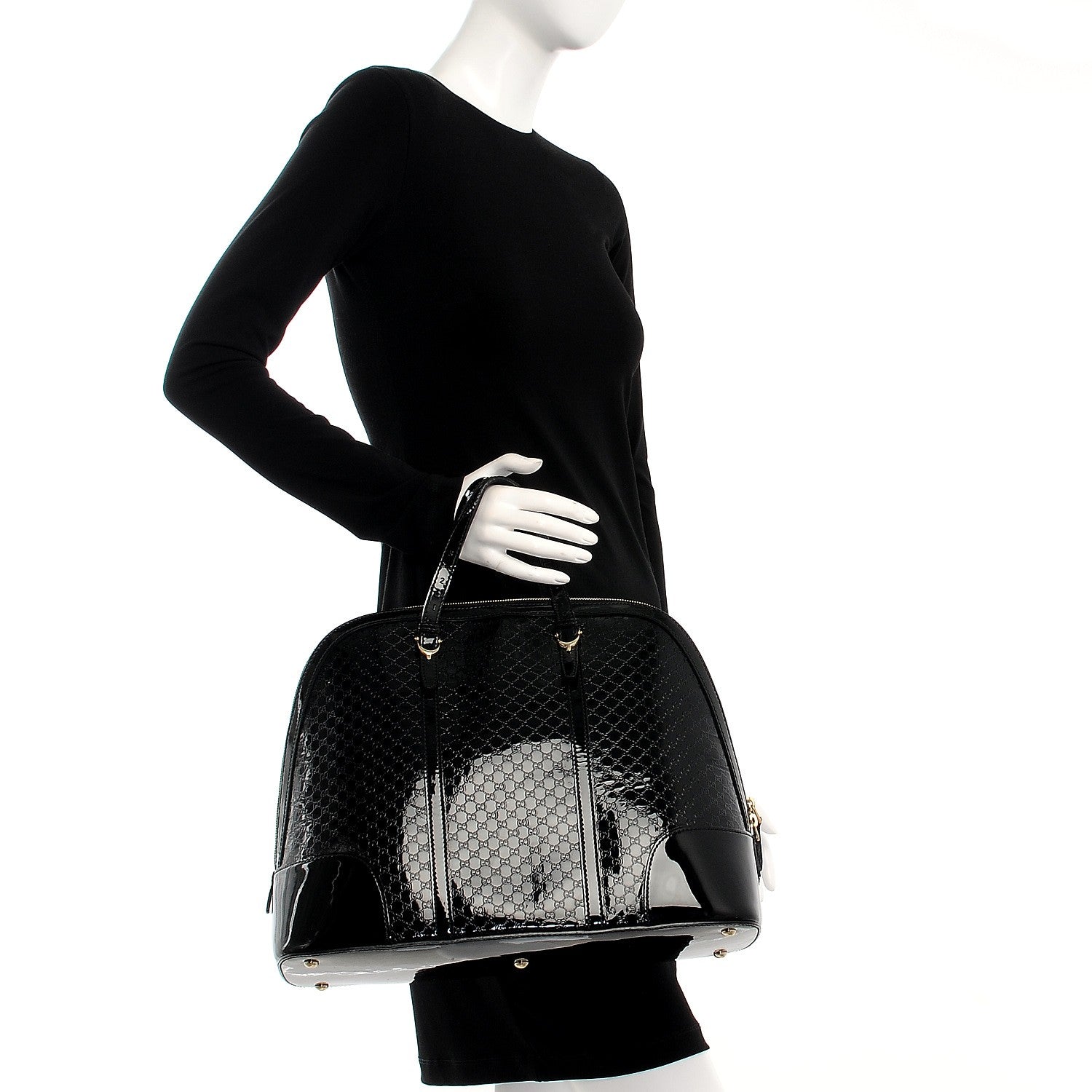 Gucci Patent Microguccissima Large Nice Top Handle Dome Bag Black 2 of 15