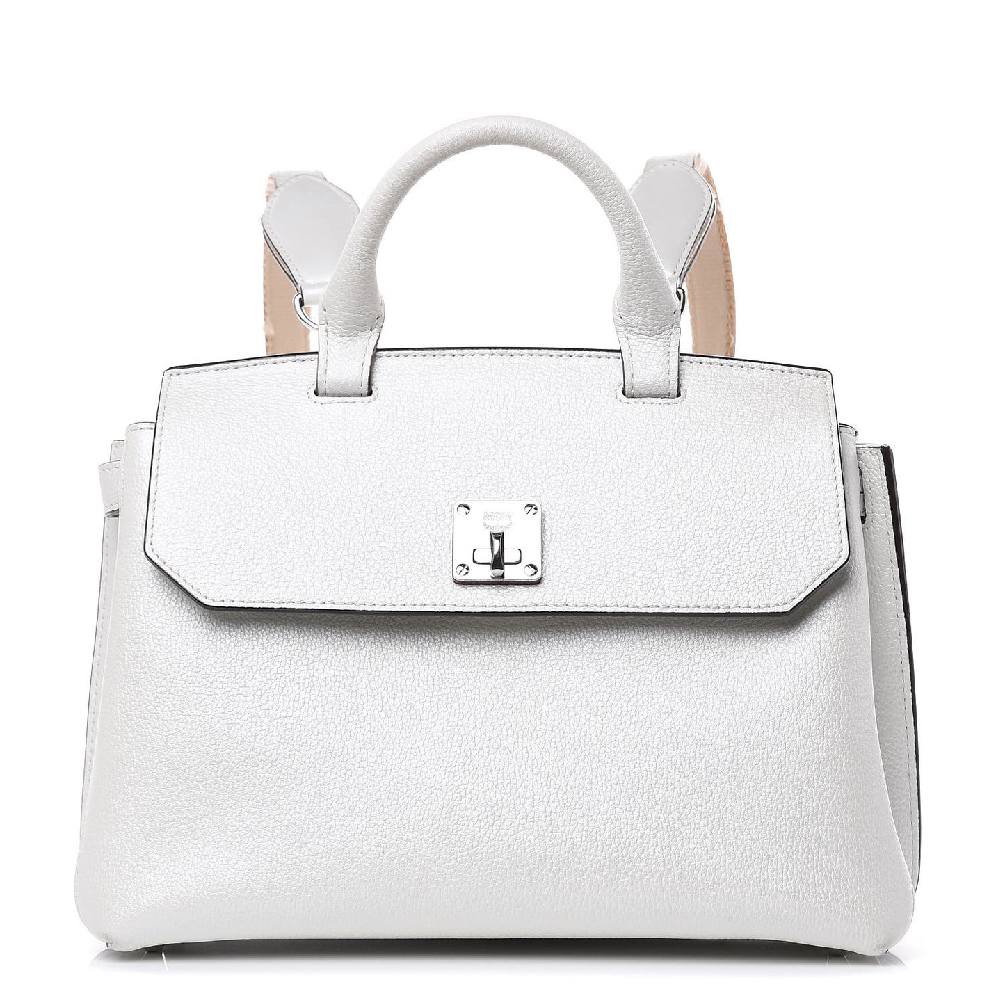 Grained Calfskin Medium Milla Convertible Backpack White Flake