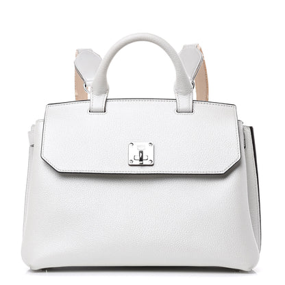 MCM Grained Calfskin Medium Milla Convertible Backpack White Flake 1 of 13