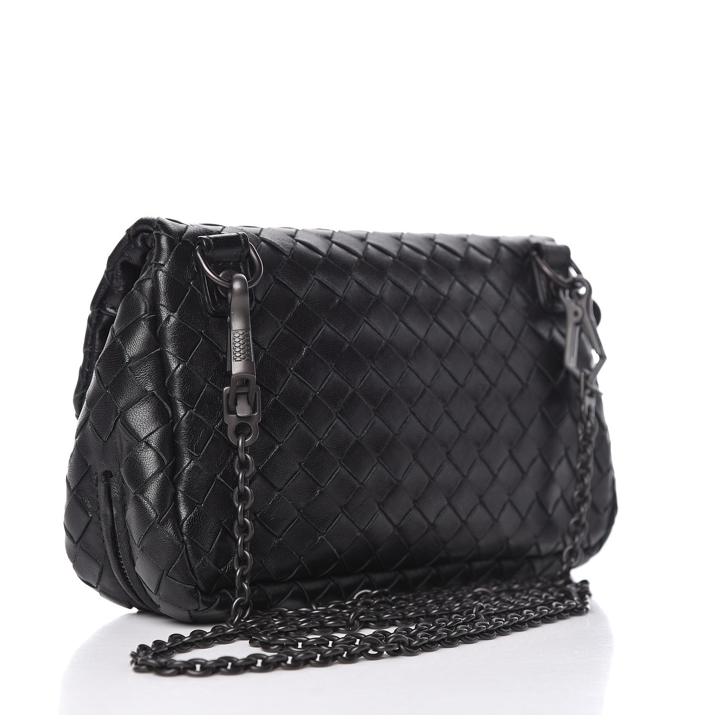 Nappa Intrecciato Small Chain Crossbody Black