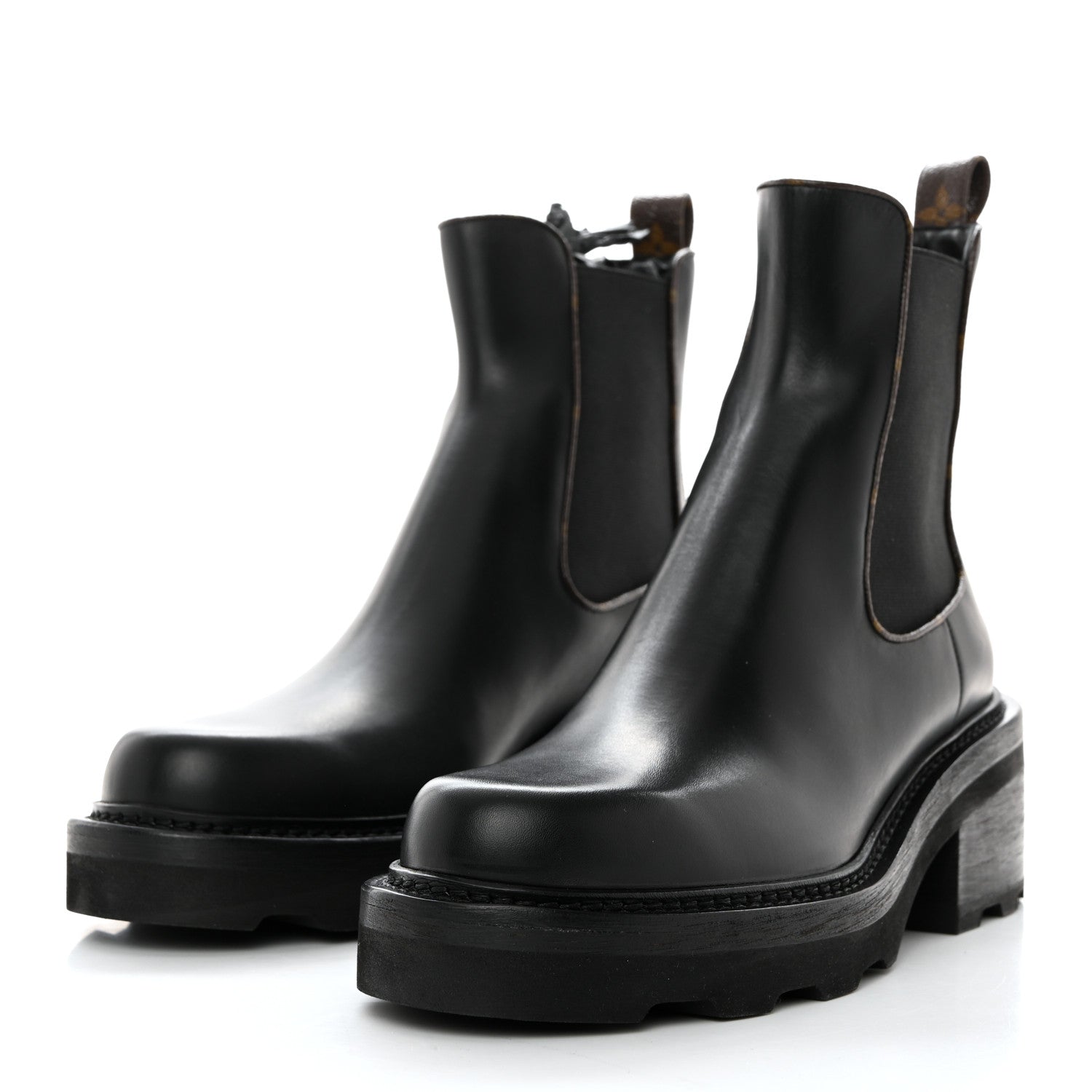 Louis Vuitton Calfskin Monogram Beaubourg Ankle Boots 39.5 Black 3 of 8