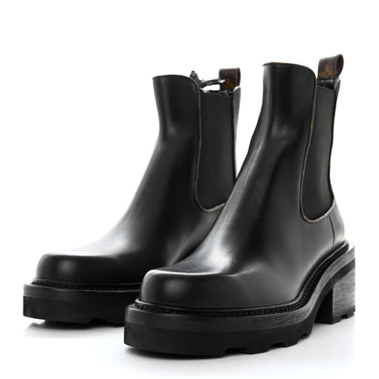 Louis Vuitton Calfskin Monogram Beaubourg Ankle Boots 39.5 Black 3 of 8