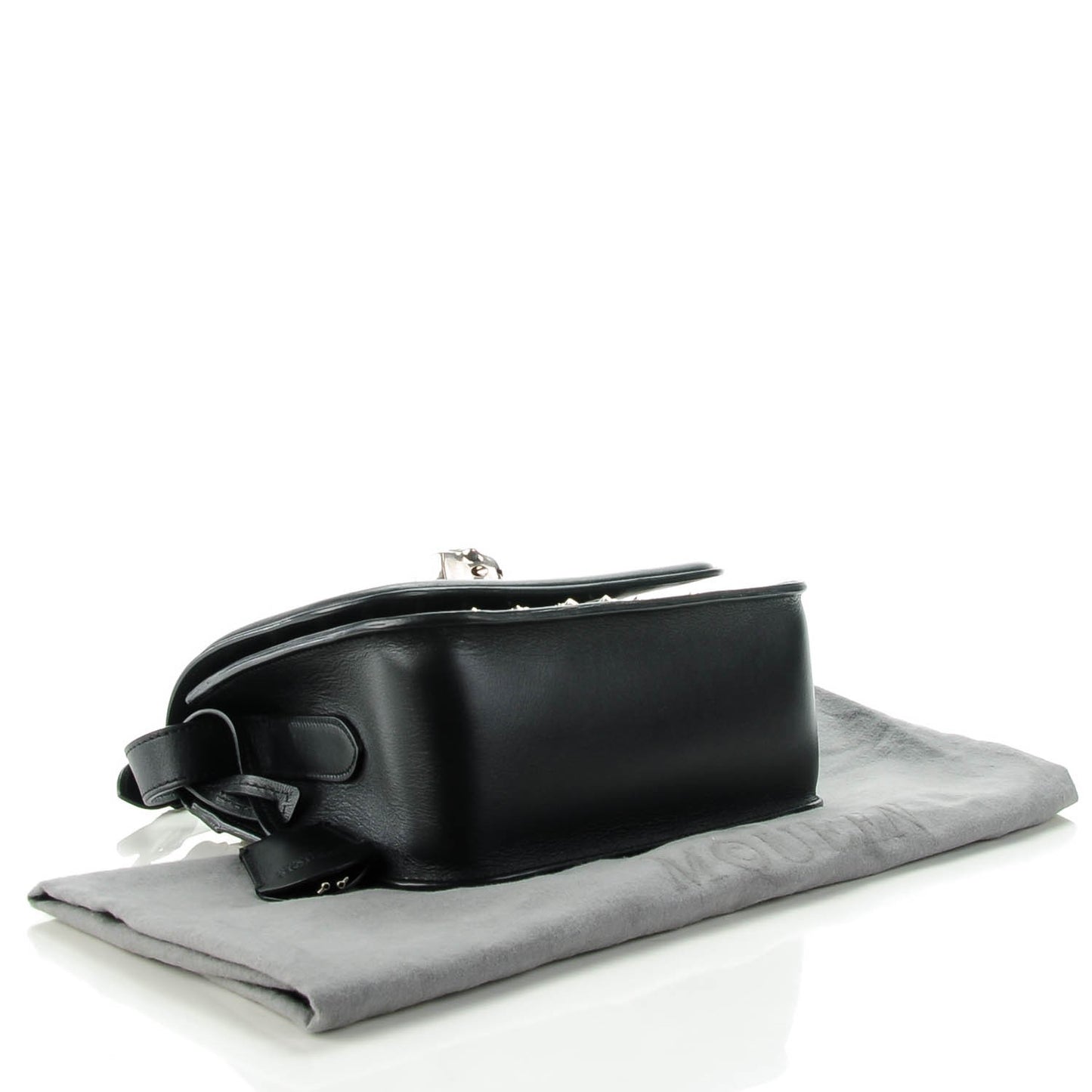 Calfskin Studded Small Padlock Crossbody Bag Black