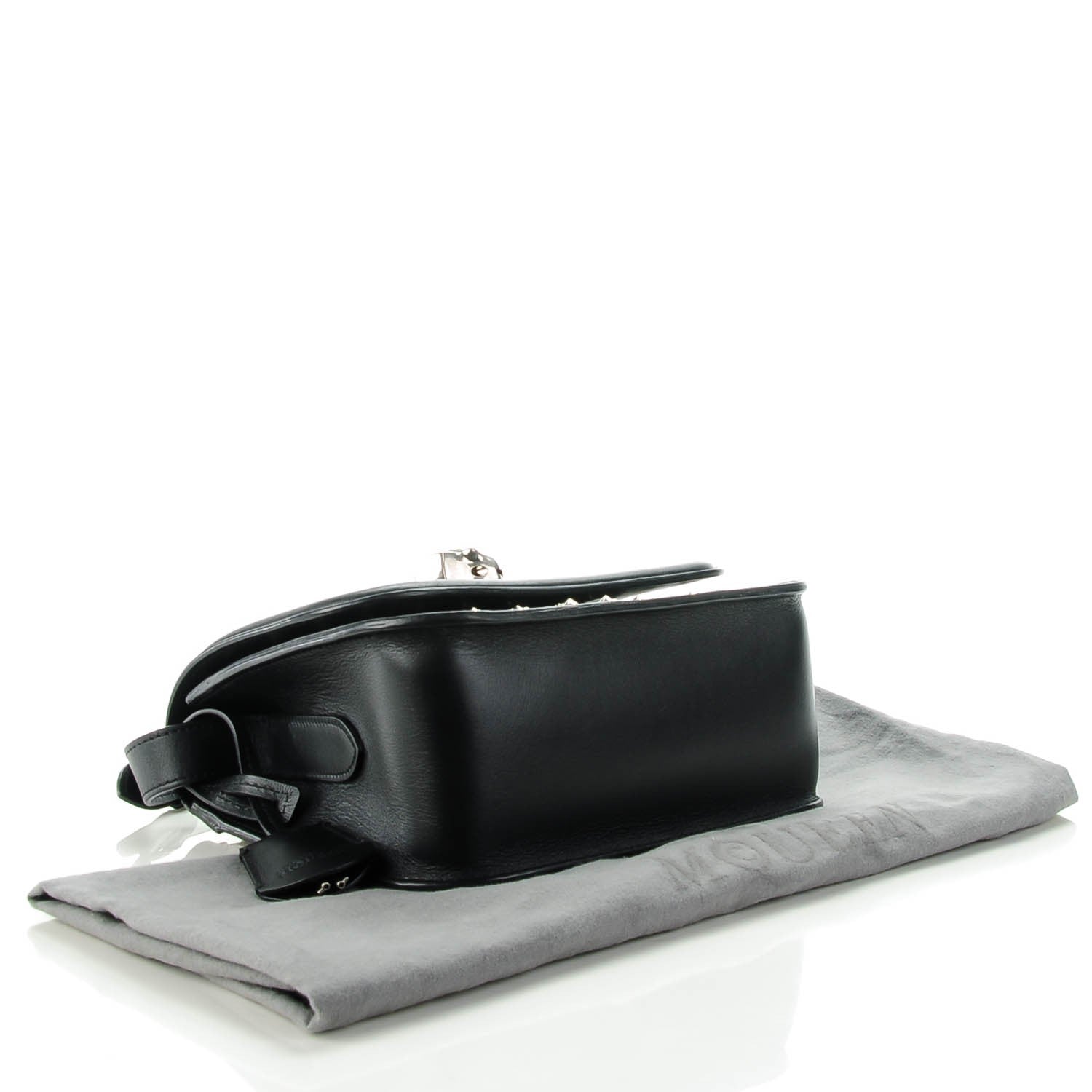 Alexander McQueen Calfskin Studded Small Padlock Crossbody Bag Black 4 of 7