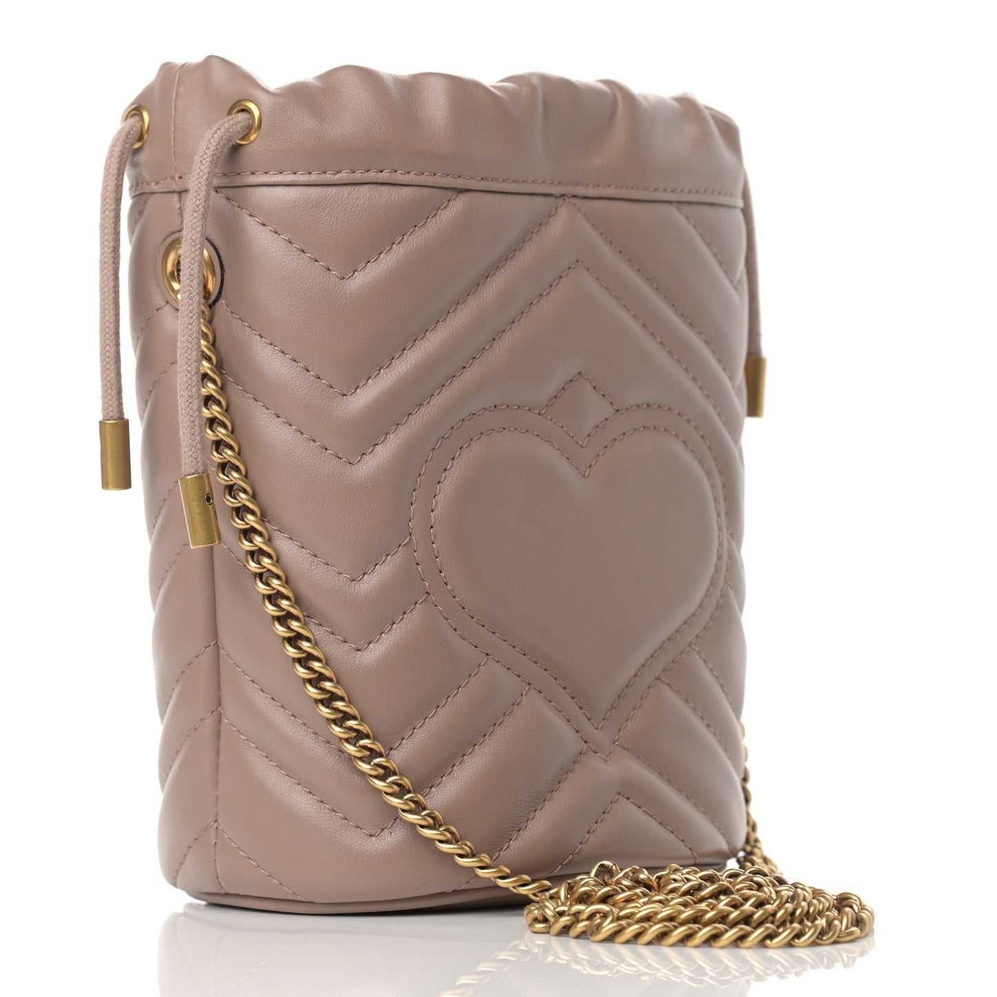 Calfskin Matelasse Mini GG Marmont 2.0 Bucket Bag Porcelain Rose