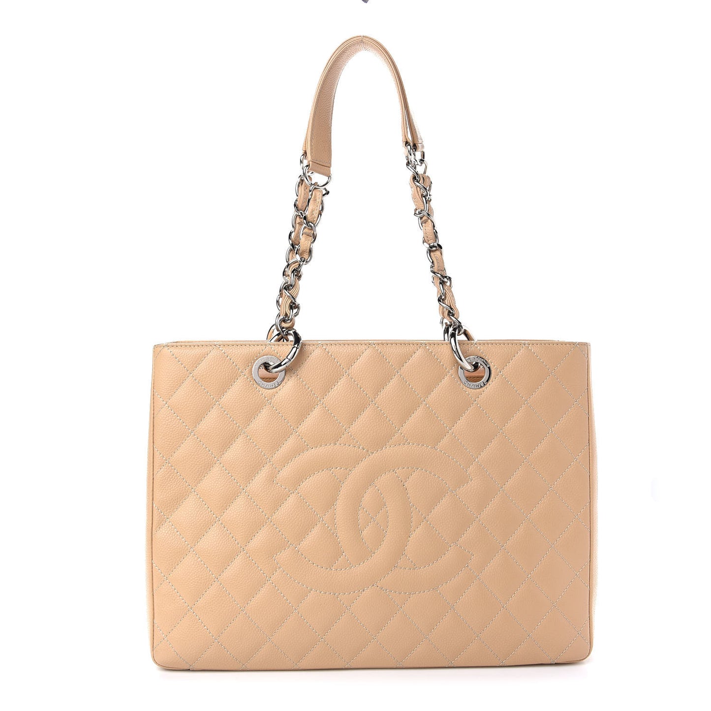 Caviar Quilted Grand Shopping Tote GST Beige