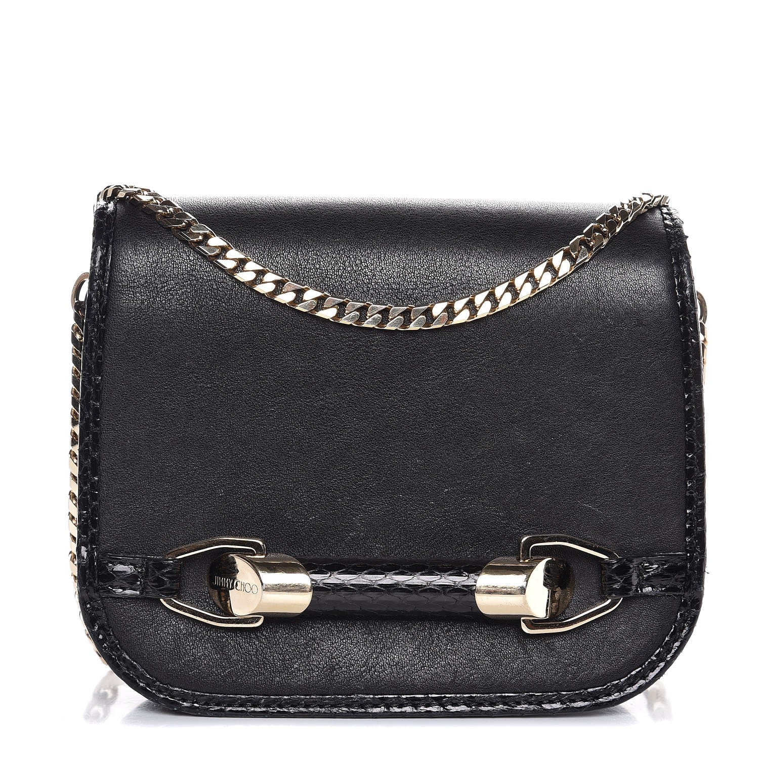 Jimmy Choo Lambskin Elaphe Zadie Flap Bag Black 1 of 7