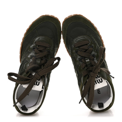 Miu Miu Nylon Suede Womens Tyre Sneakers 36.5 Loden Green 2 of 8