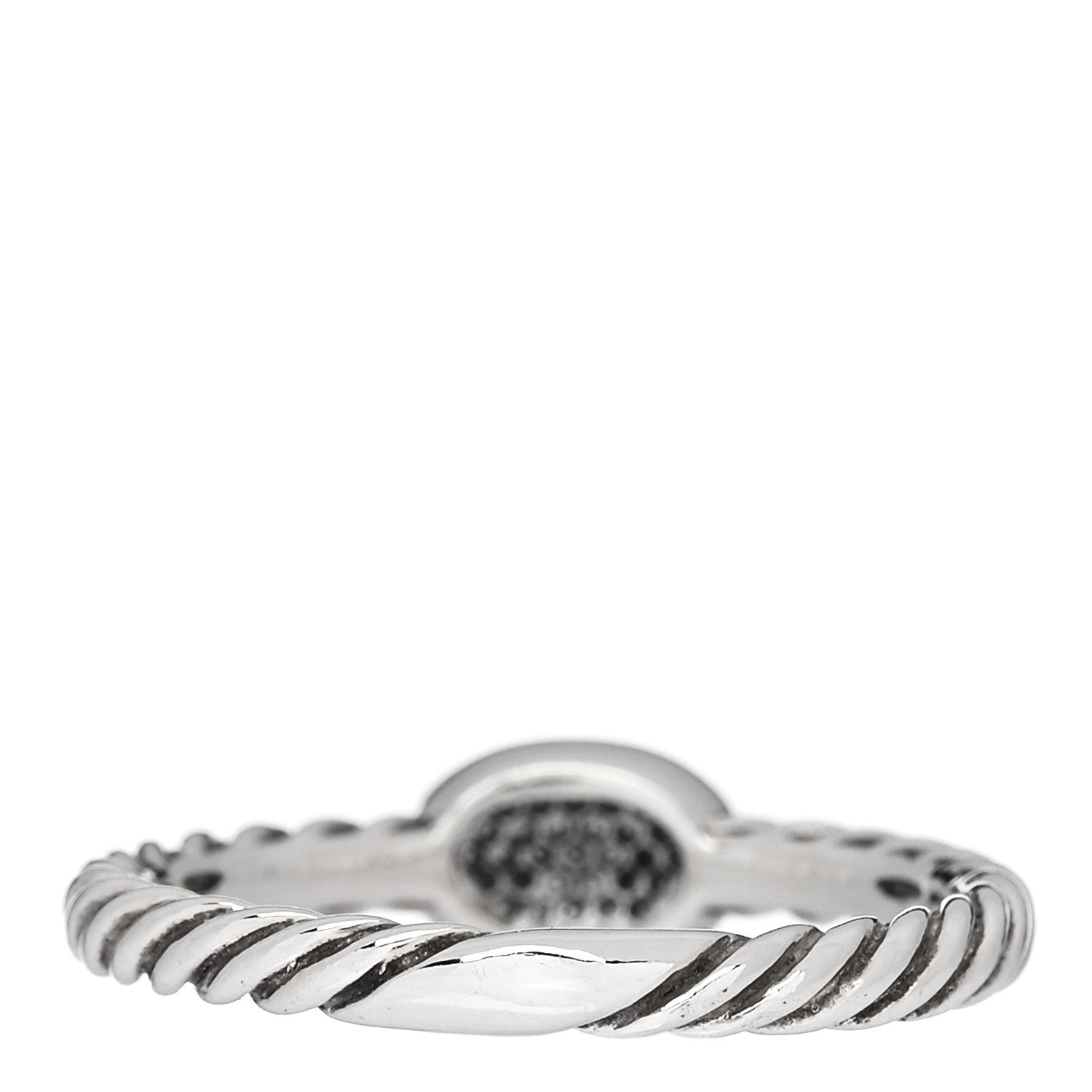 David Yurman Sterling Silver Diamond Pave Cable Classics Oval Ring 54 7 4 of 6