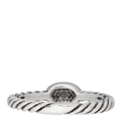 David Yurman Sterling Silver Diamond Pave Cable Classics Oval Ring 54 7 4 of 6