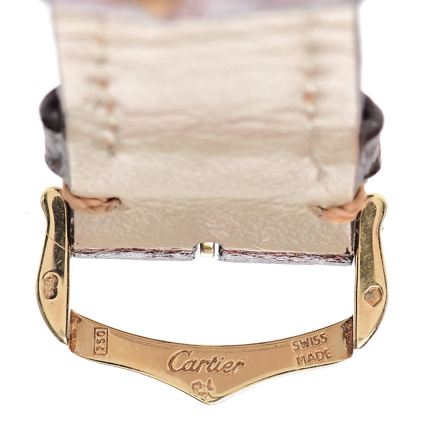 Cartier 18K Yellow Gold Alligator 28mm Tank Francaise Chronoflex Quartz Watch Brown 8 of 8