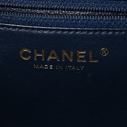 Chanel Lambskin Chevron Quilted Small Trendy CC Bowling Bag Navy Blue 6 of 10