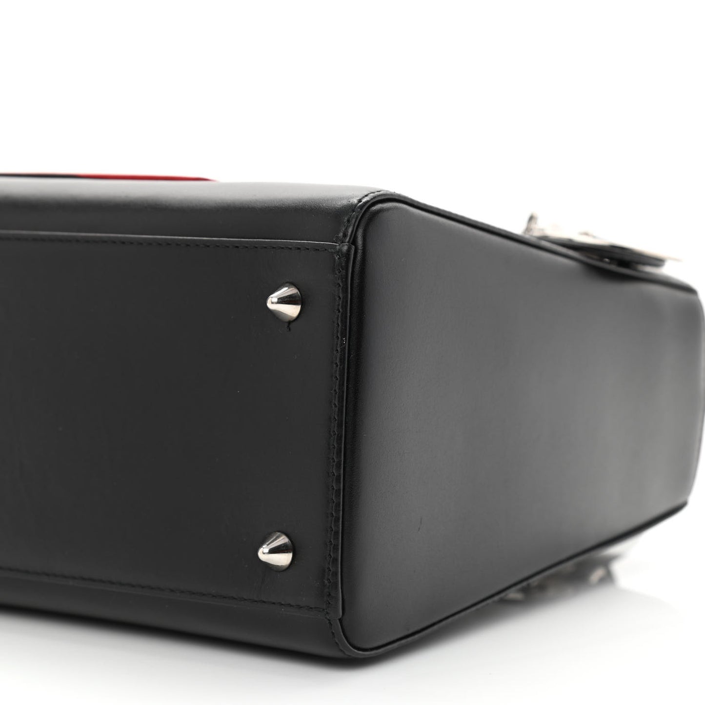 Calfskin Pockets Medium Lady Dior Black Red Grey