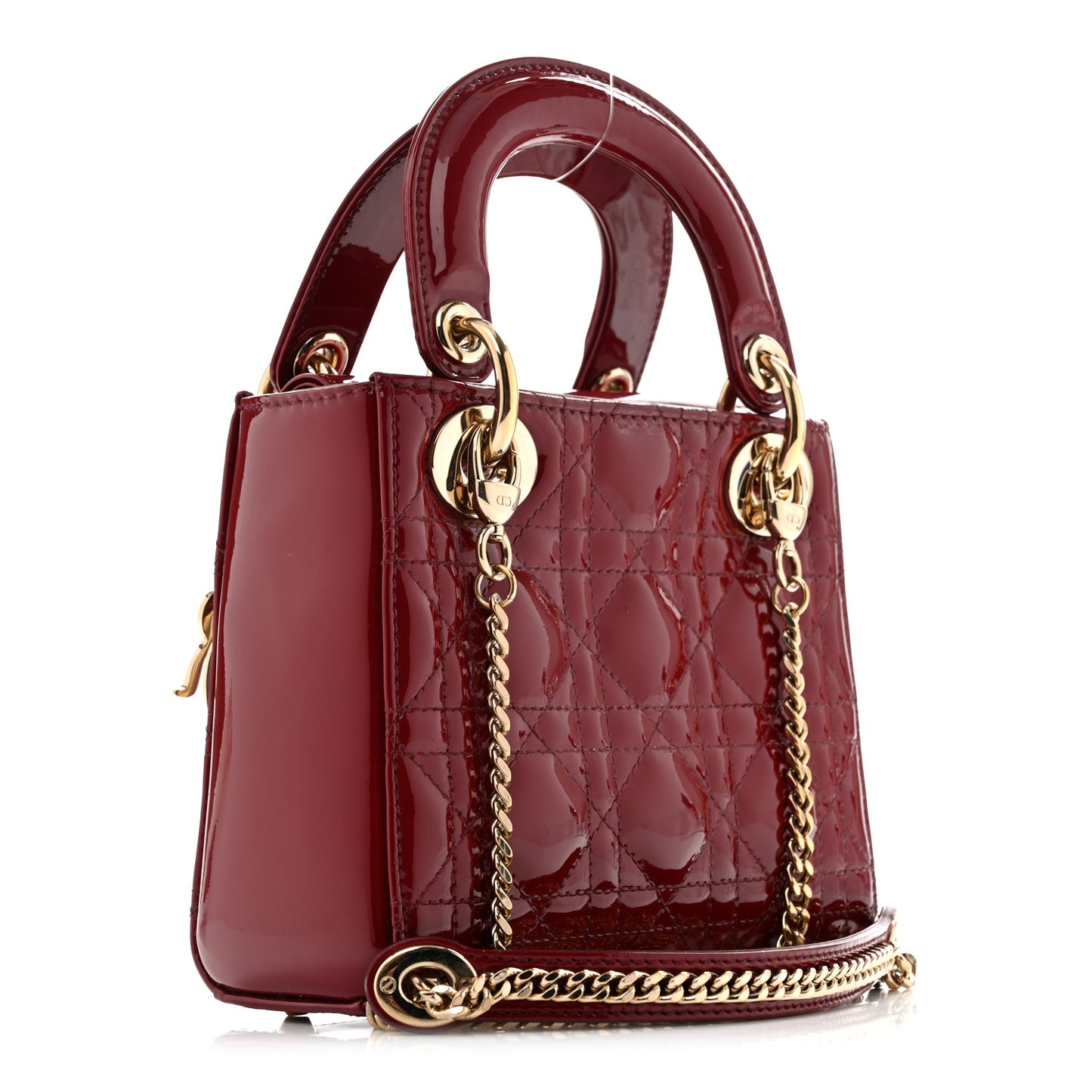 Patent Cannage Mini Lady Dior Red