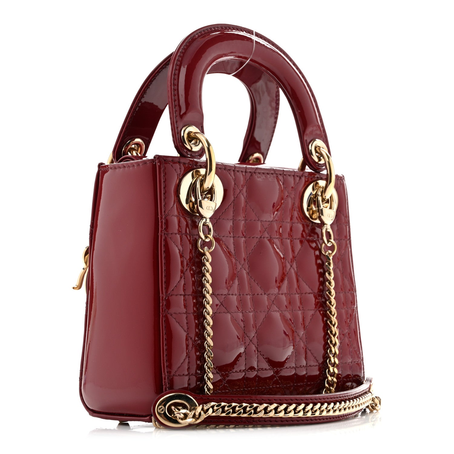 Christian Dior Patent Cannage Mini Lady Dior Red 2 of 12