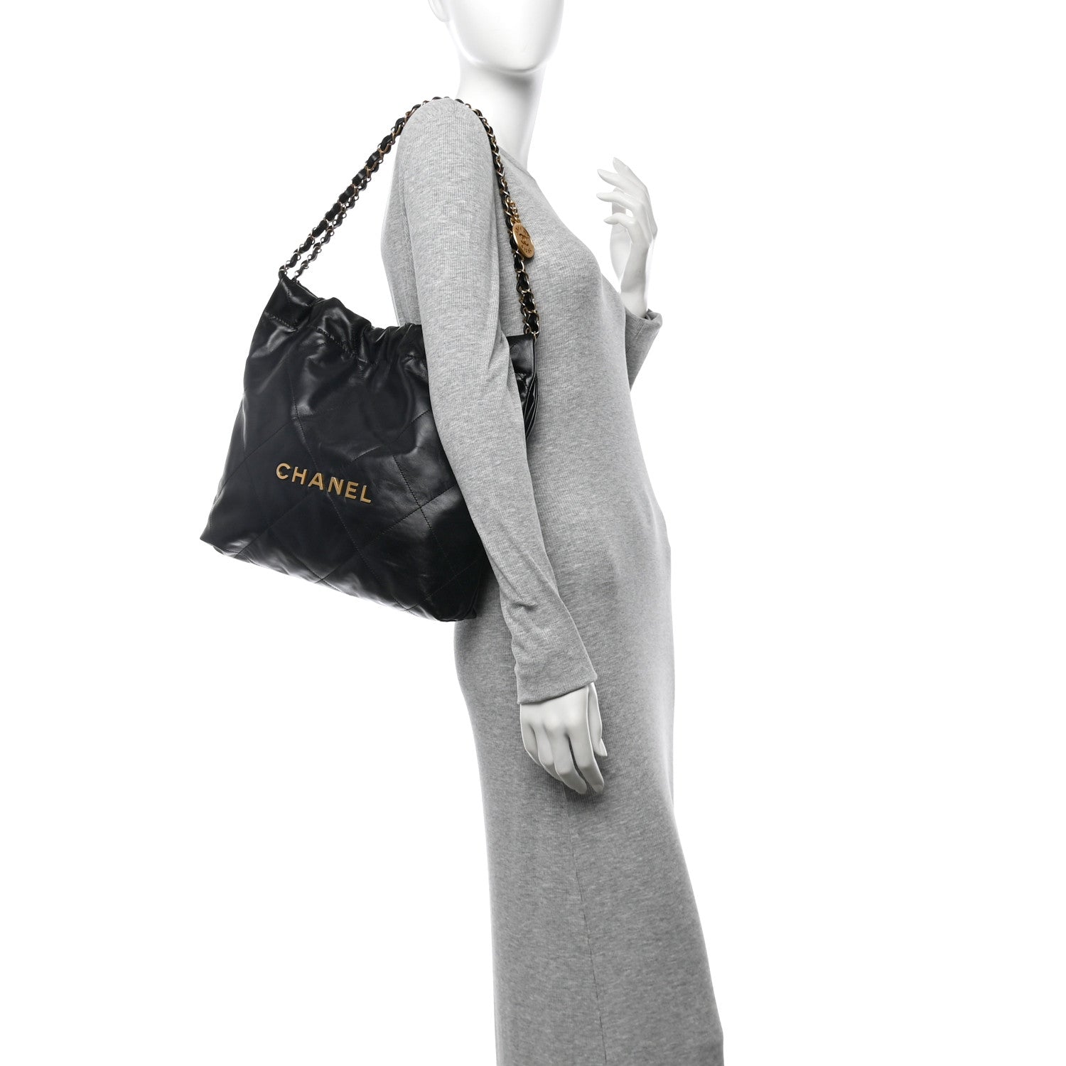 Chanel Shiny Calfskin Quilted Small Chanel 22 Black 3 of 11