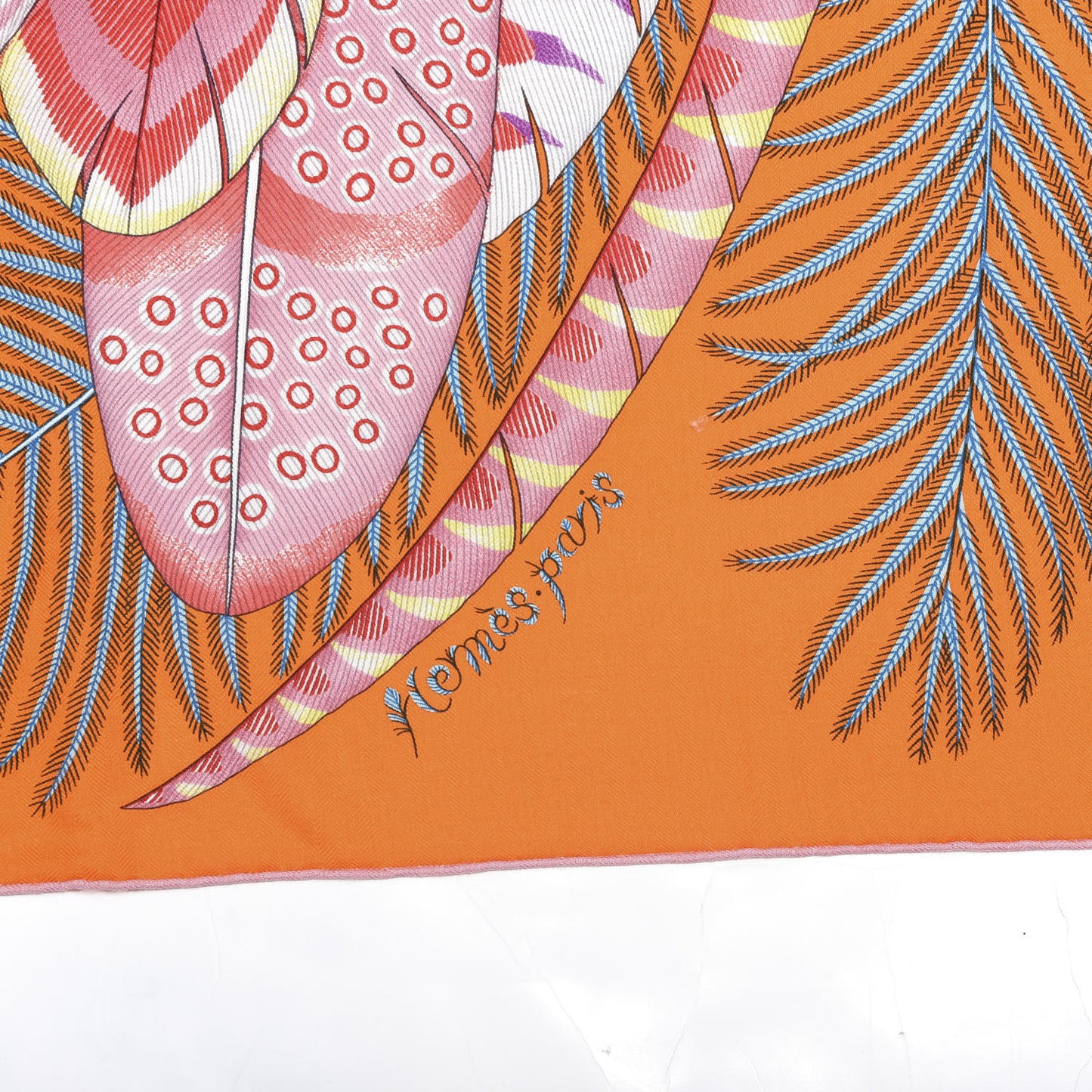 Cashmere Silk Plumes En Fete Shawl 140 Orange Mauve Multicolor