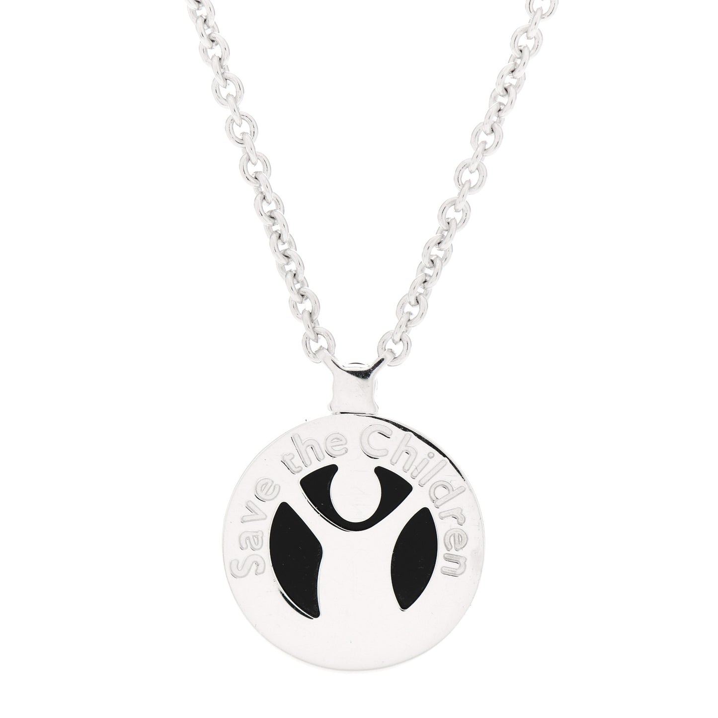 Sterling Silver Black Onyx Ruby Save The Children Anniversary Pendant Necklace