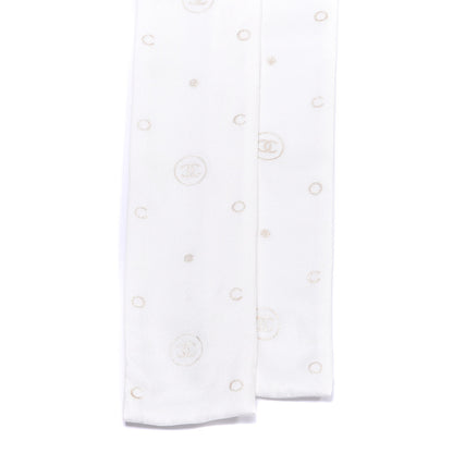 Chanel Silk CC Polka Dot Slim Bandeau Scarf Ecru Gold 2 of 3
