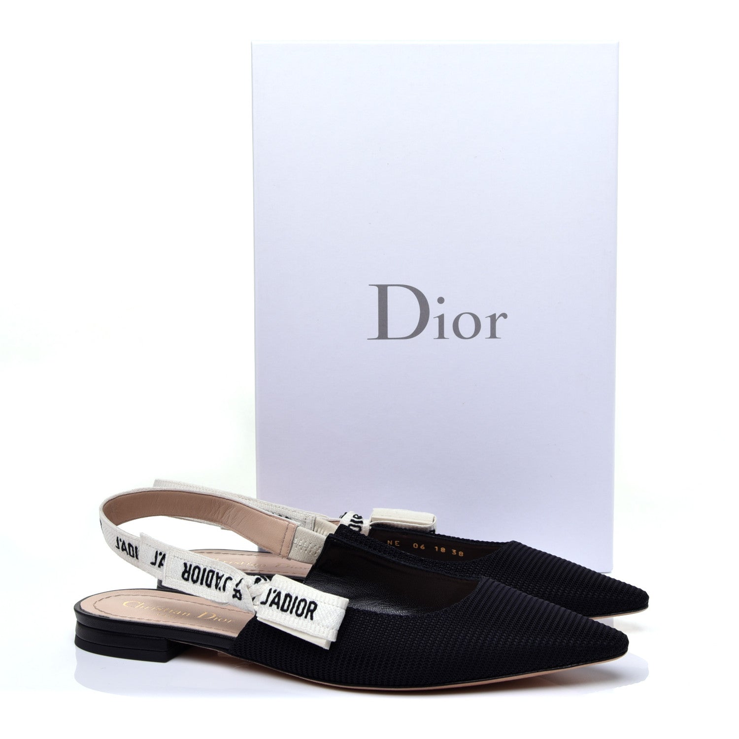 Christian Dior Technical Canvas Ribbon J'Adior Slingback Ballet Flats 38 Black 11 of 11