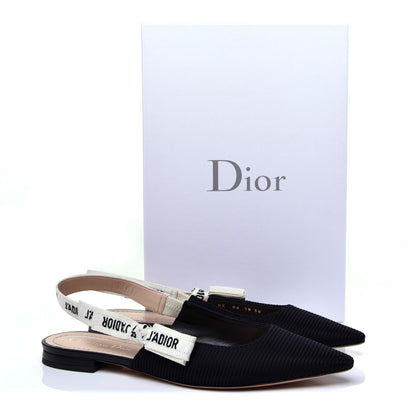 Christian Dior Technical Canvas Ribbon J'Adior Slingback Ballet Flats 38 Black 11 of 11