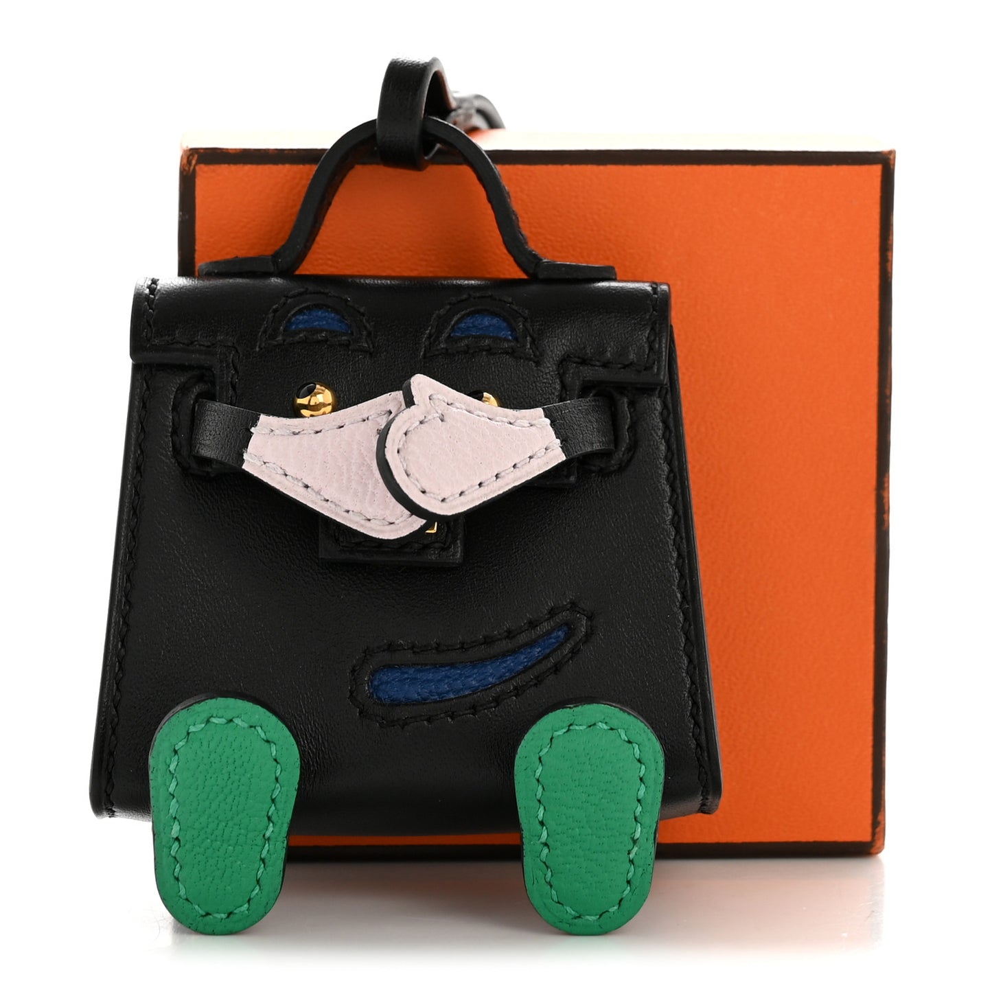 Tadelakt Chevre Mysore Kelly Quelle Idole Bag Charm Black Mauve Pale Vert Menthe Bleu France
