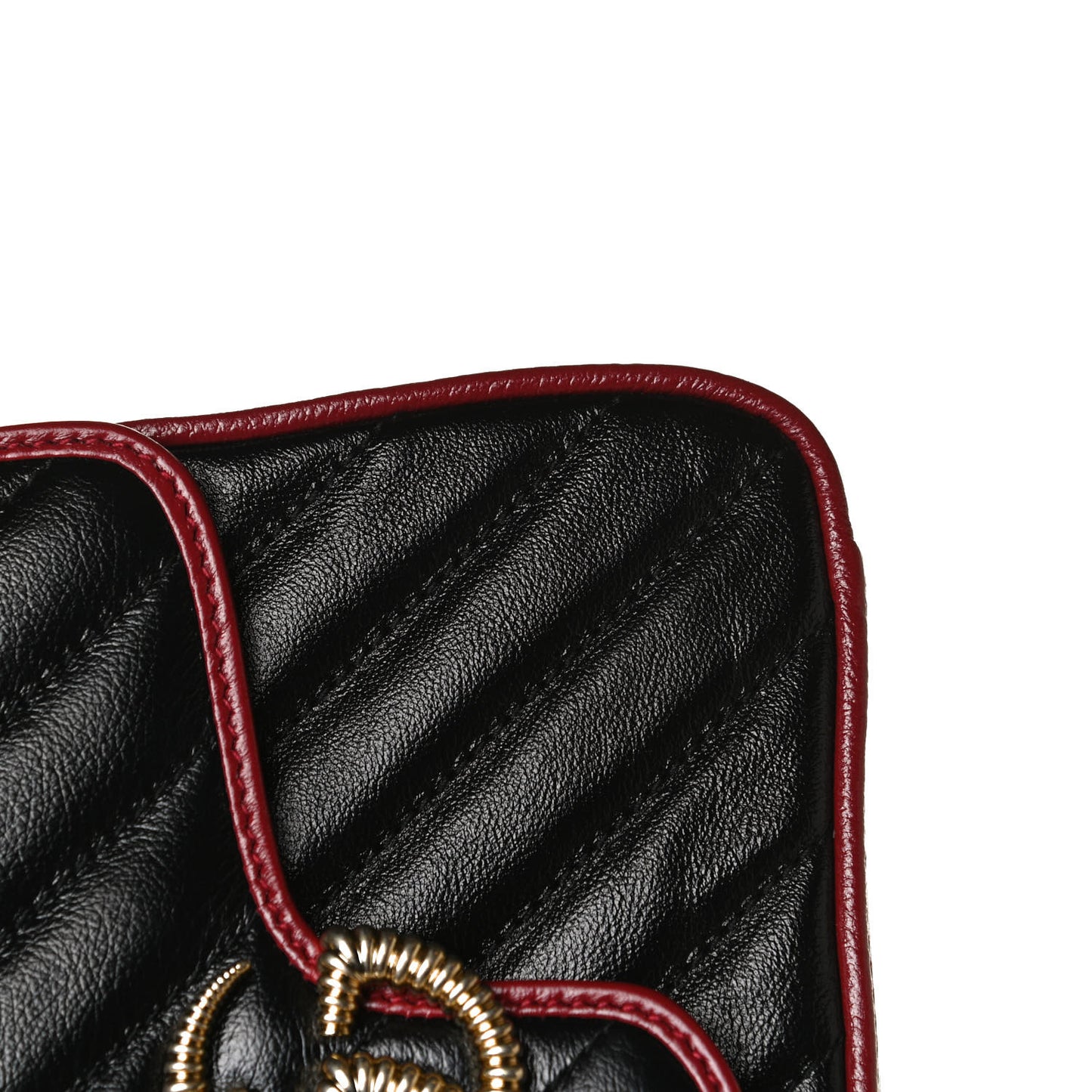 Vintage Effect Calfskin Matelasse Diagonal Small Torchon GG Marmont Top Handle Shoulder Bag Black Romantic Cherry