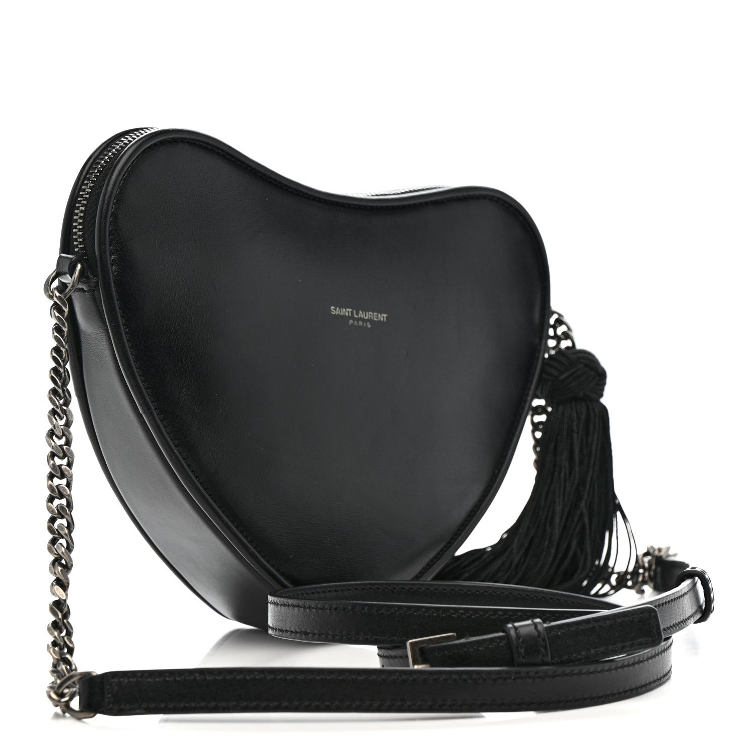 Saint Laurent Calfskin Heart Monogram Crossbody Black 3 of 11