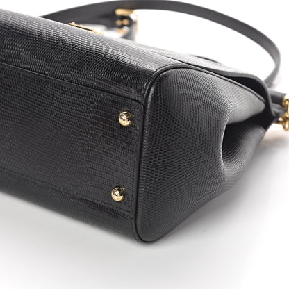Dolce & Gabbana Iguana Calfskin Embossed Medium Miss Sicily Satchel Black 8 of 8