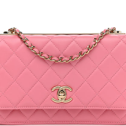 Chanel Lambskin Quilted Trendy CC Wallet On Chain WOC Pink 8 of 11