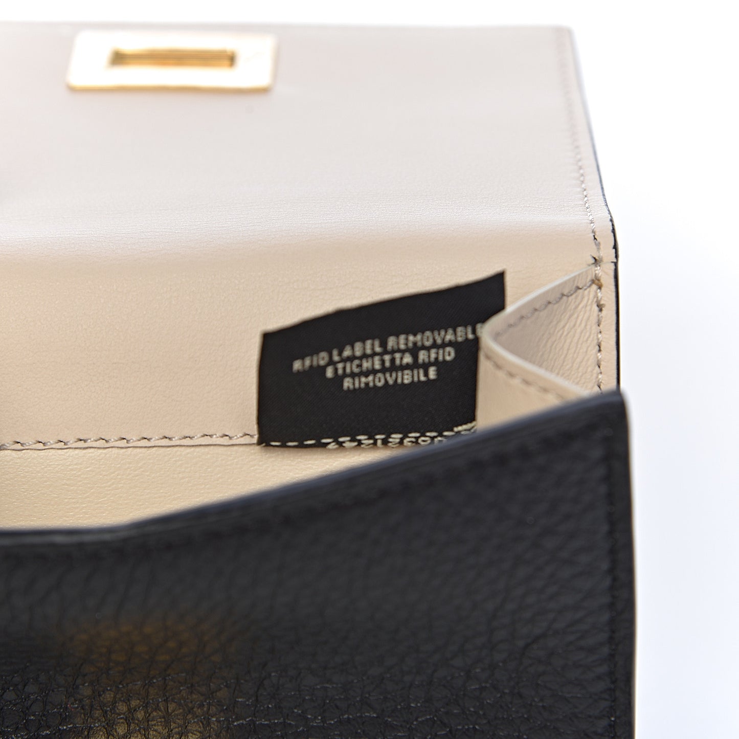 Cuoio Romano Vitello Grace Micro Peekaboo Tri-Fold Wallet Black Camelia