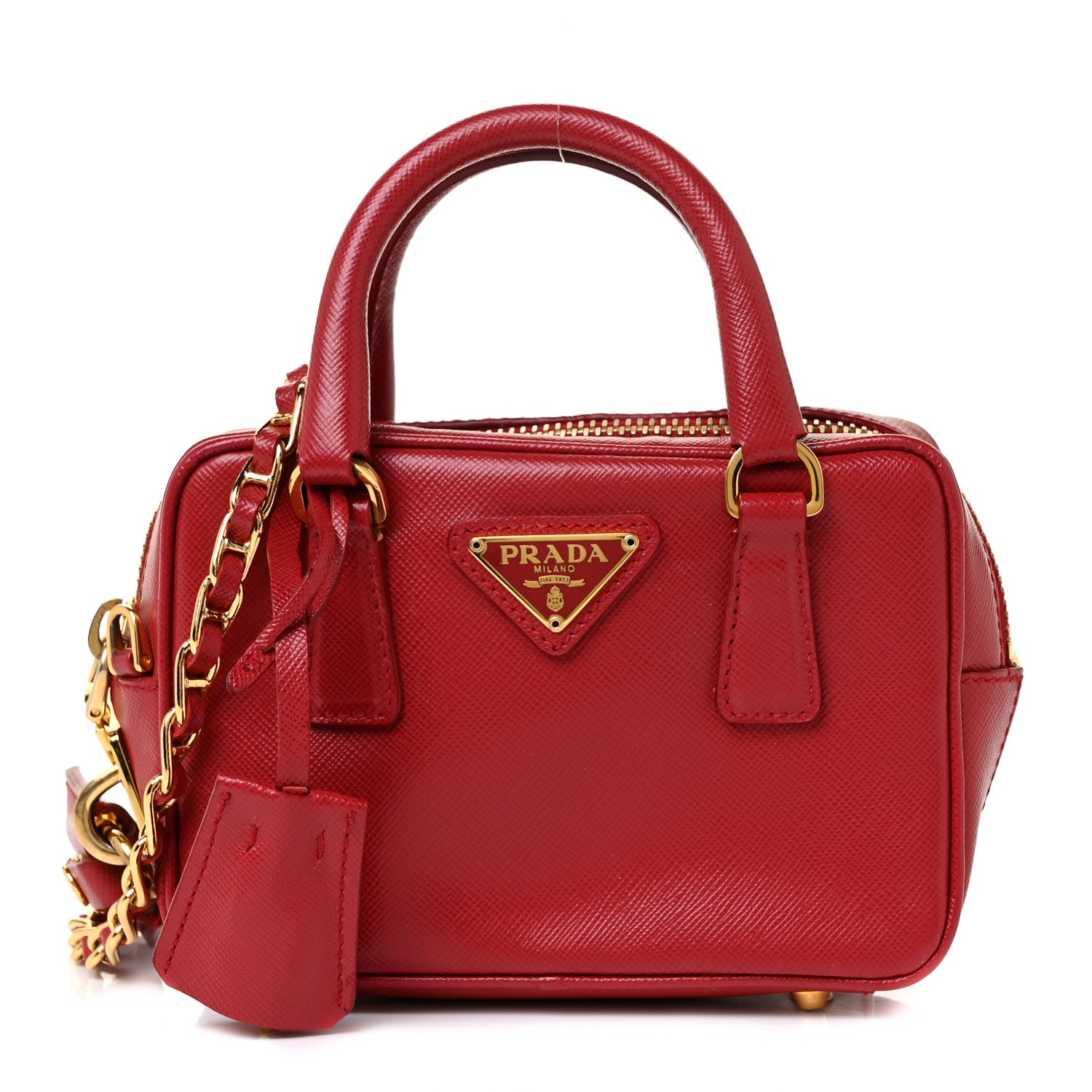 Prada Saffiano Lux Mini Top Handle Crossbody Bag Fuoco 1 of 7