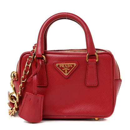 Prada Saffiano Lux Mini Top Handle Crossbody Bag Fuoco 1 of 7
