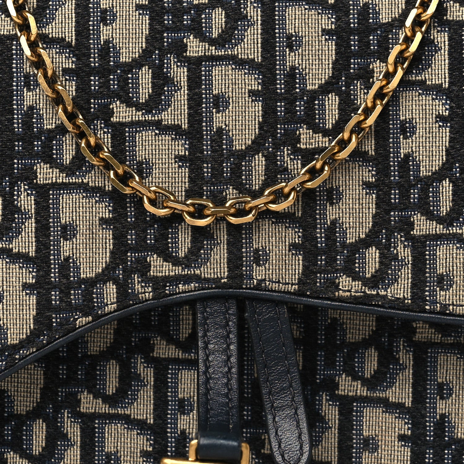 Christian Dior Oblique Saddle Chain Pouch Blue 7 of 11