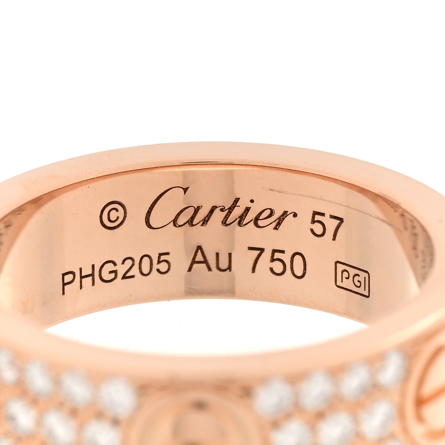 Cartier 18K Pink Gold Diamond 6.5mm LOVE Paved Ring 57 8 4 of 5