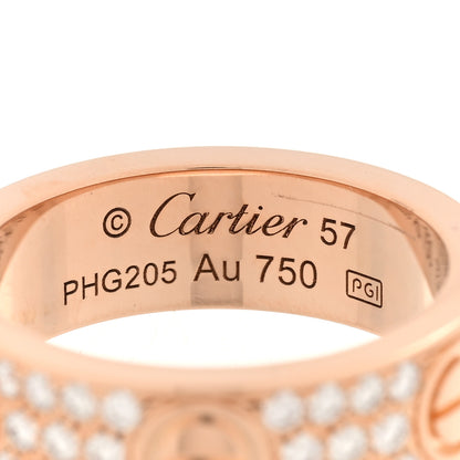 Cartier 18K Pink Gold Diamond 6.5mm LOVE Paved Ring 57 8 4 of 5
