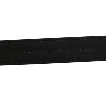 Saint Laurent Calfskin Crocodile Embossed Monogram Square Buckle Belt 80 32 Black 4 of 7