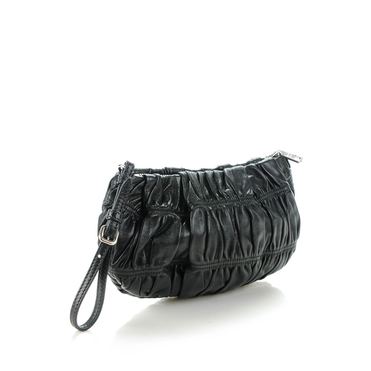 Nappa Gaufre Wristlet Clutch Nero Black