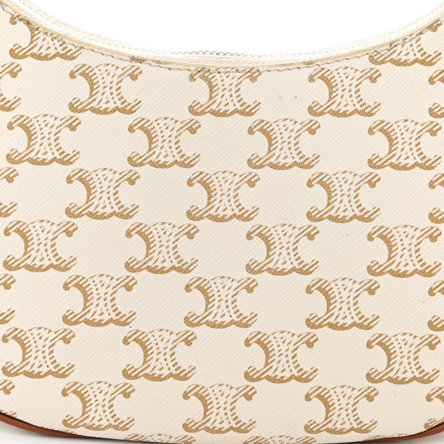 Canvas Calfskin Ava Triomphe Shoulder Bag White