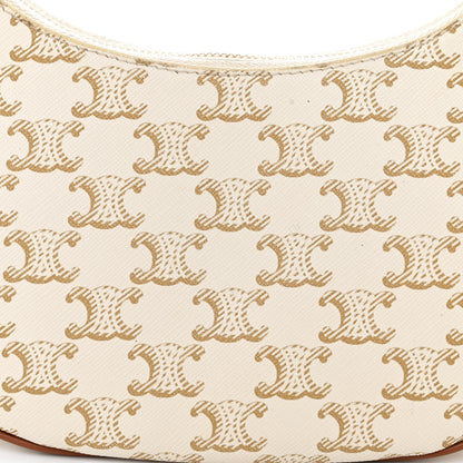 Celine Canvas Calfskin Ava Triomphe Shoulder Bag White 9 of 14